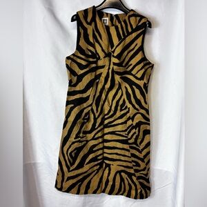 Anne Klein Black and Tan Zebra Mini Dress Size 12
